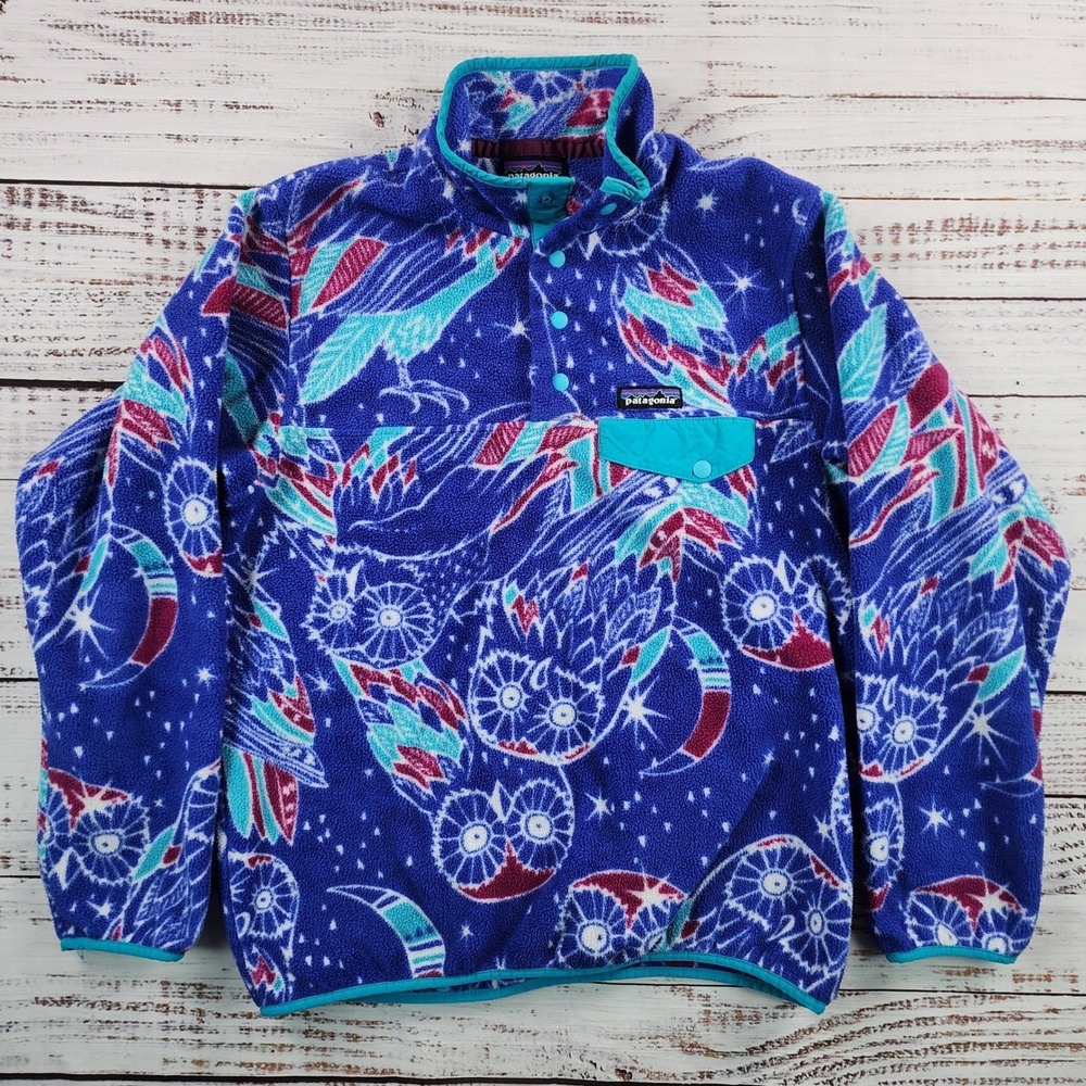 Patagonia Synchilla Snap-T Fleece Pullover Harvest Moon Owl Women's Medium M - Picture 2 of 8